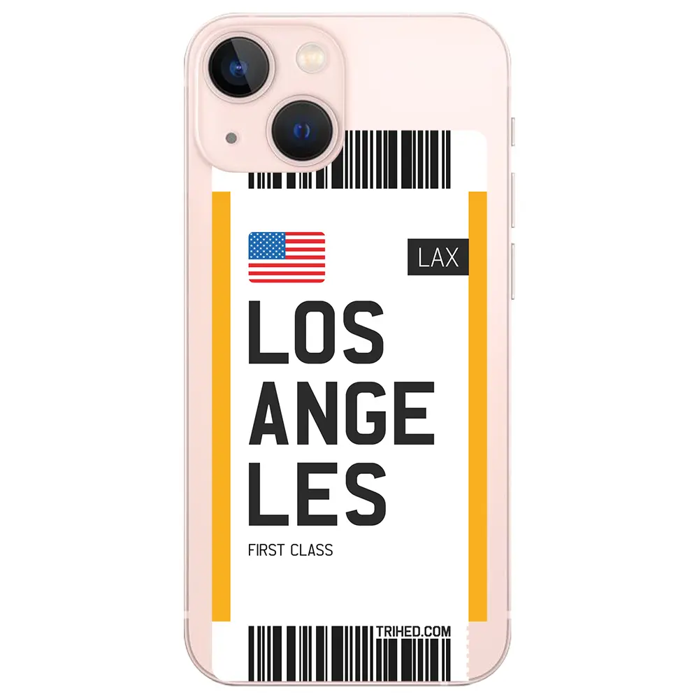 Apple iPhone 13 Şeffaf Telefon Kılıfı - Los Angeles Bileti