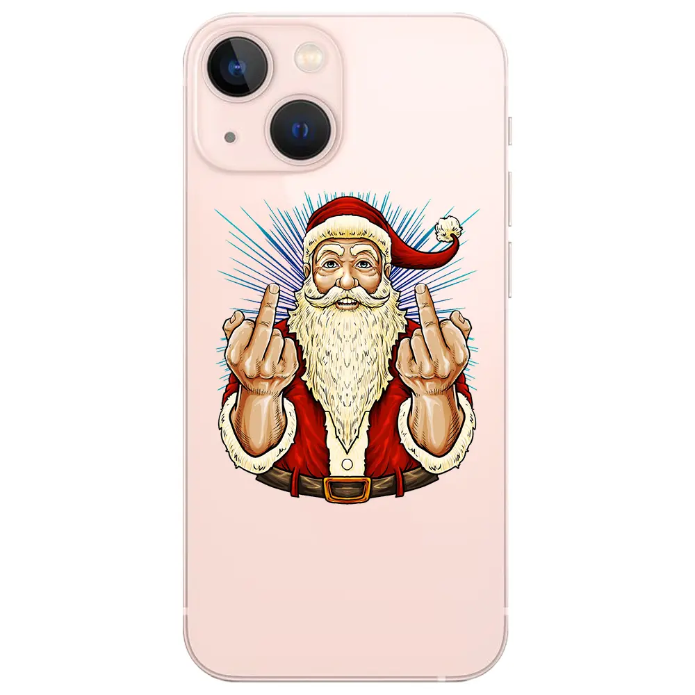 Apple iPhone 13 Şeffaf Telefon Kılıfı - Naughty Santa