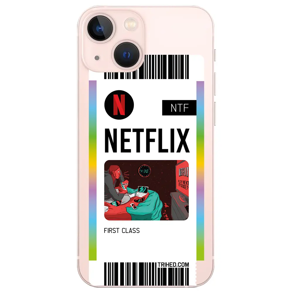 Apple iPhone 13 Şeffaf Telefon Kılıfı - Netflix Bileti