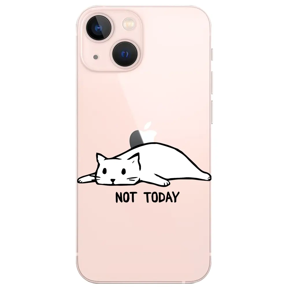 Apple iPhone 13 Şeffaf Telefon Kılıfı - Not Today Cat