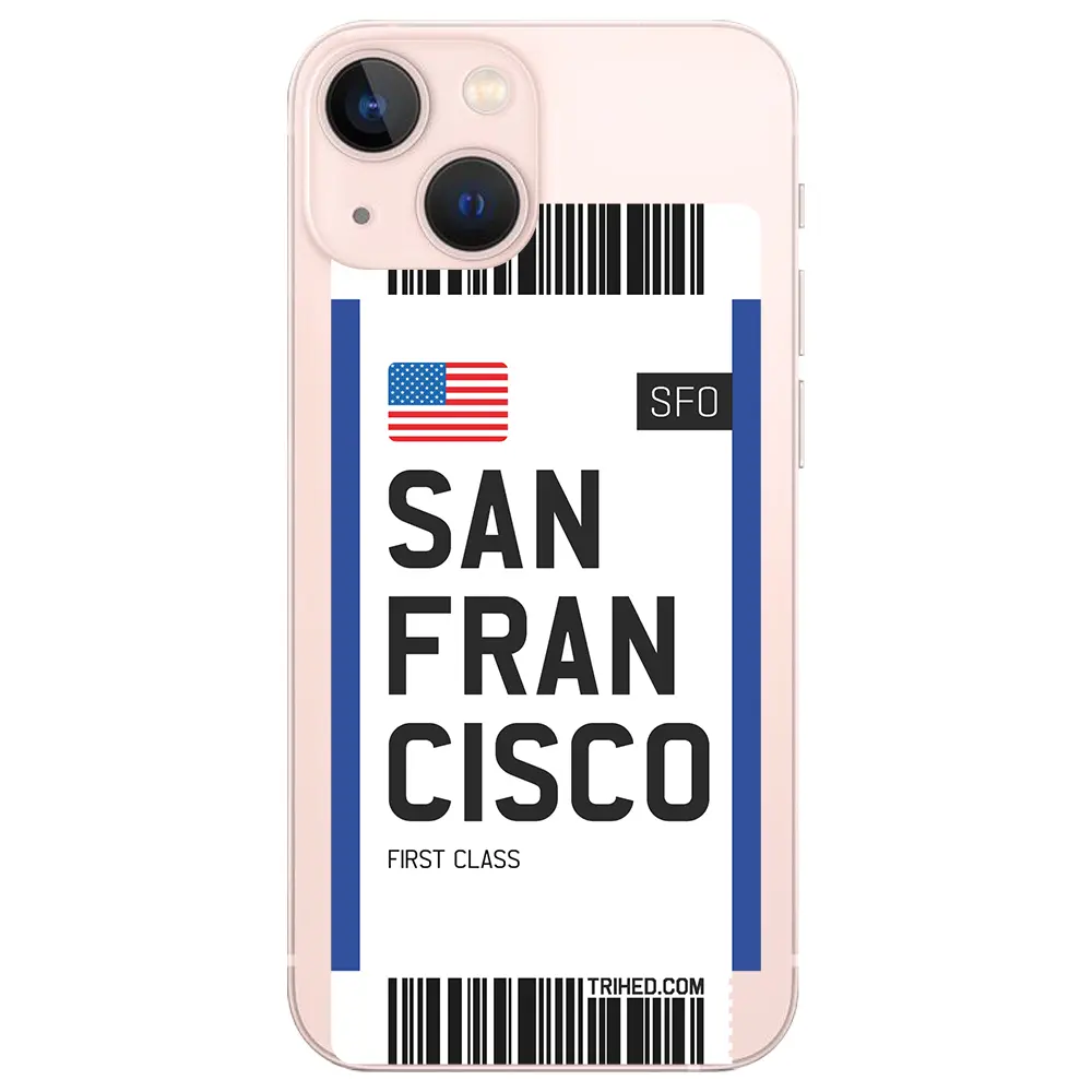Apple iPhone 13 Şeffaf Telefon Kılıfı - San Francisco Bileti