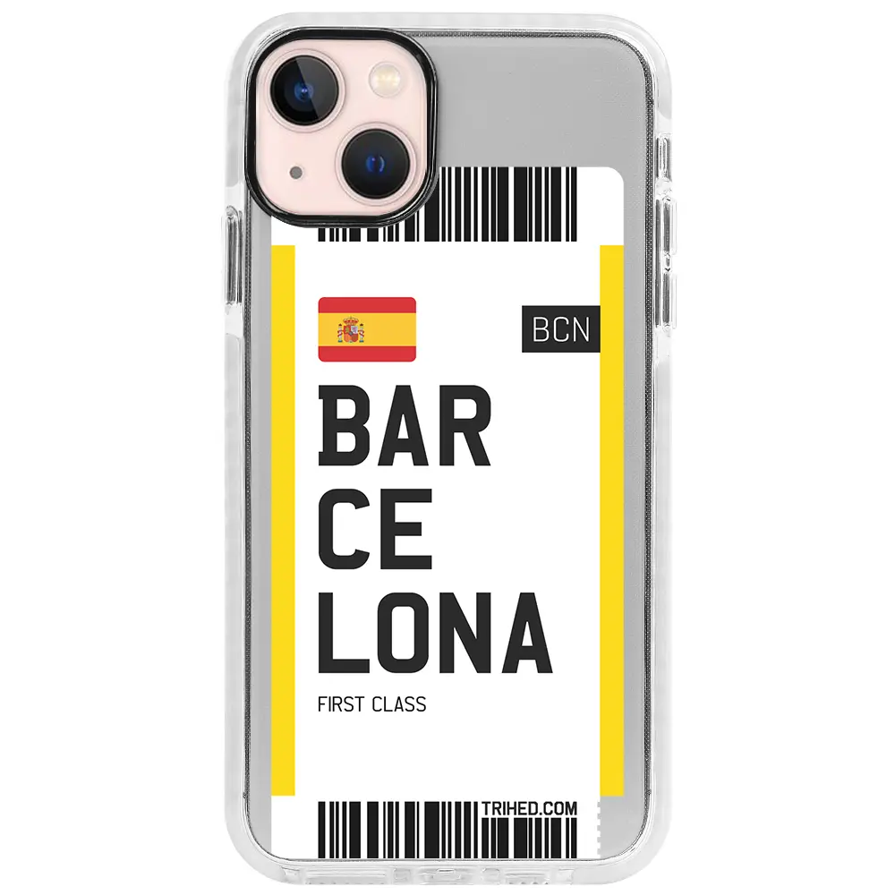 Apple iPhone 14 Beyaz Impact Premium Telefon Kılıfı - Barcelona Bileti