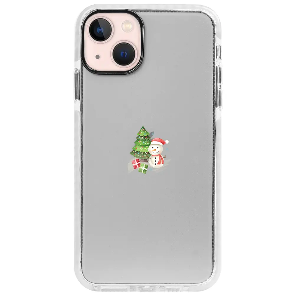 Apple iPhone 14 Beyaz Impact Premium Telefon Kılıfı - Cute Snowman