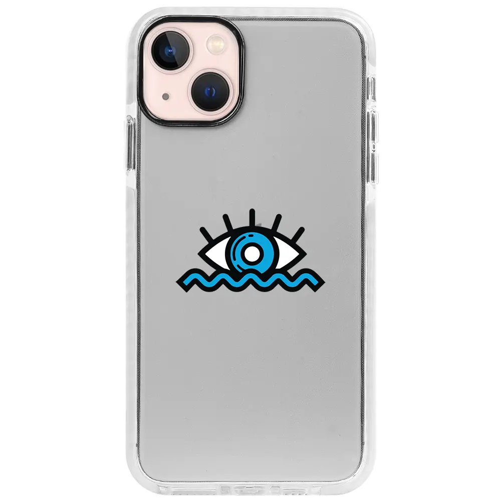 Apple iPhone 14 Beyaz Impact Premium Telefon Kılıfı - Denizci Gözü