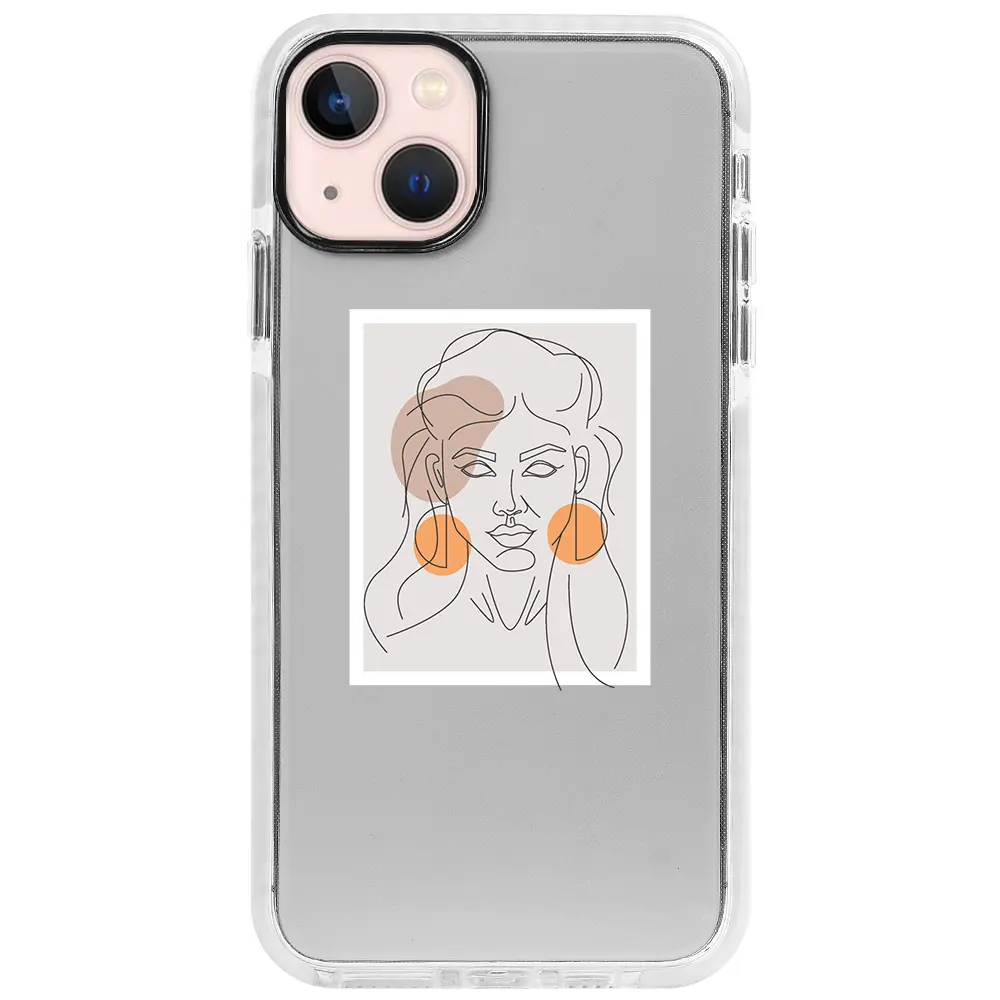 Apple iPhone 14 Beyaz Impact Premium Telefon Kılıfı - Orange Earrings