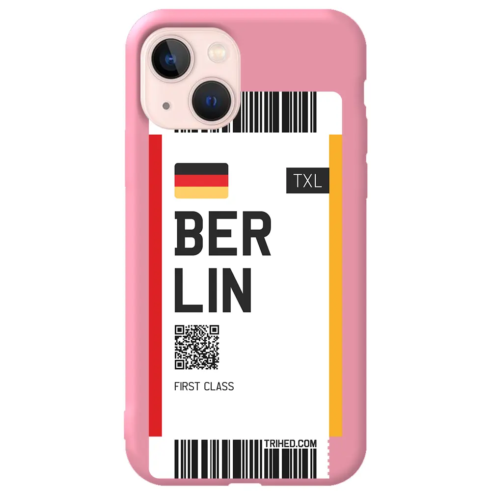 Apple iPhone 14 Pembe Renkli Silikon Telefon Kılıfı - Berlin Bileti