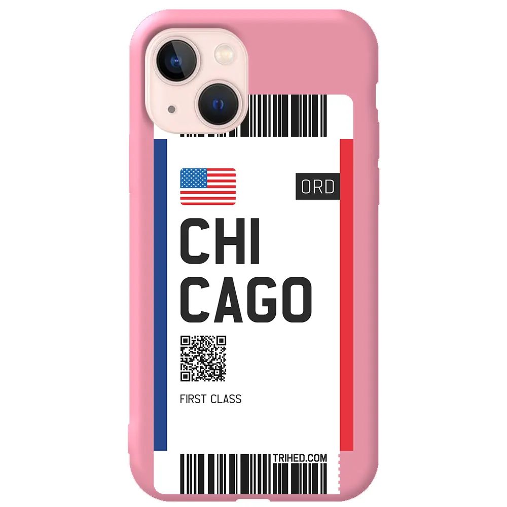 Apple iPhone 14 Pembe Renkli Silikon Telefon Kılıfı - Chicago Bileti