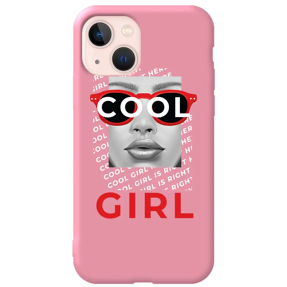 Apple iPhone 14 Pembe Renkli Silikon Telefon Kılıfı - Cool Girl