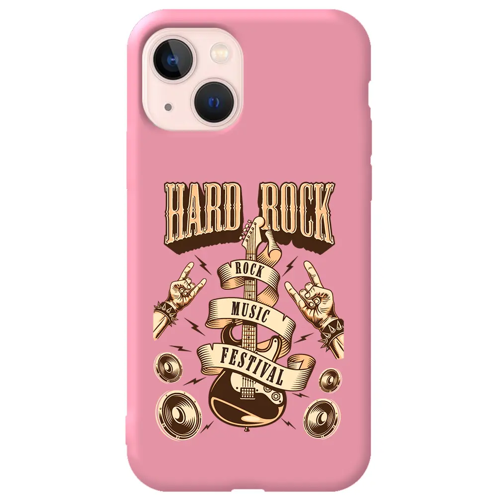 Apple iPhone 14 Pembe Renkli Silikon Telefon Kılıfı - Hard Rock
