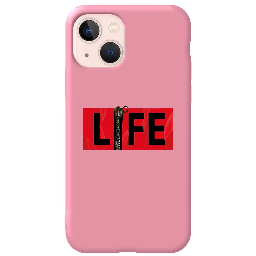 Apple iPhone 14 Pembe Renkli Silikon Telefon Kılıfı - Life