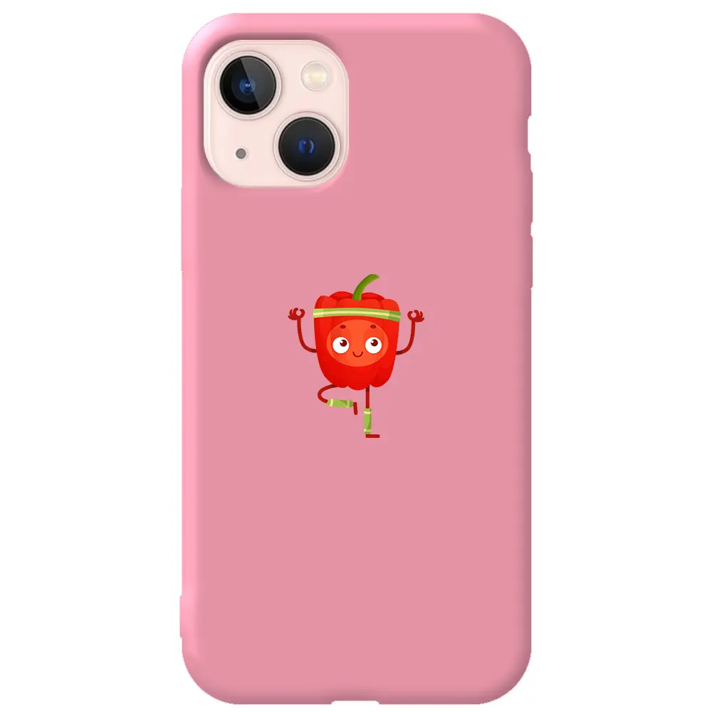 Apple iPhone 14 Pembe Renkli Silikon Telefon Kılıfı - Mr. Pepper