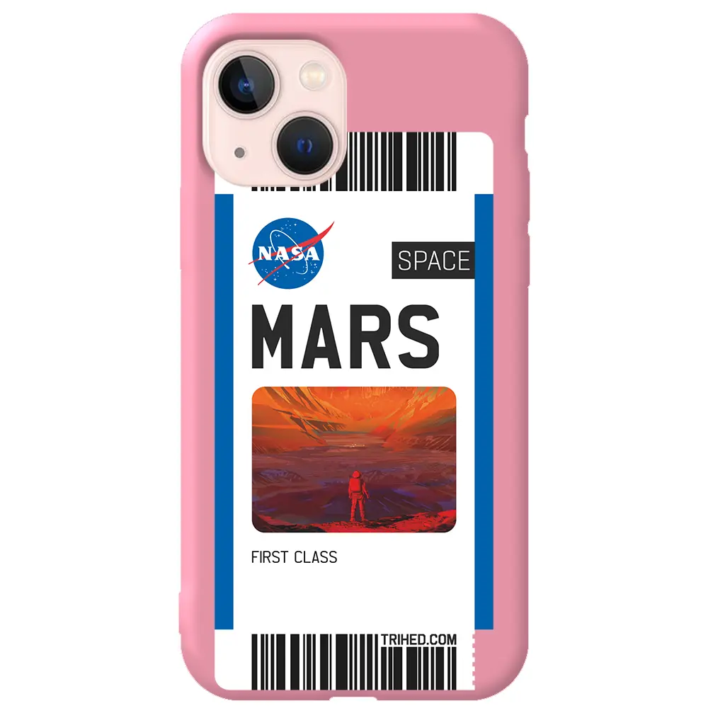 Apple iPhone 14 Plus Pembe Renkli Silikon Telefon Kılıfı - Mars Bileti