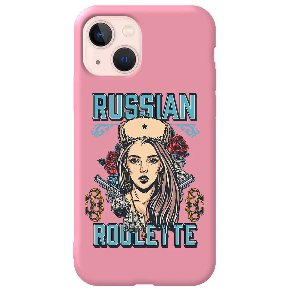 Apple iPhone 14 Plus Pembe Renkli Silikon Telefon Kılıfı - Russian Girl