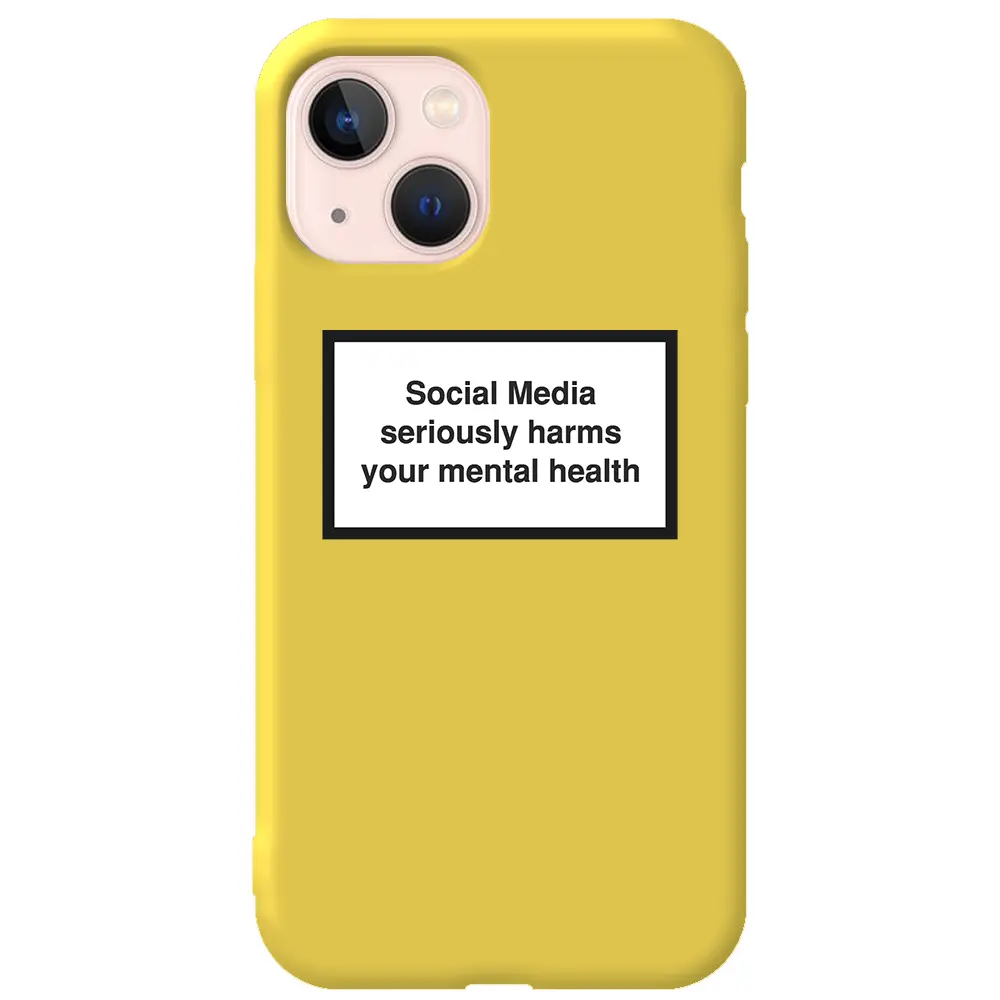 Apple iPhone 14 Plus Sarı Renkli Silikon Telefon Kılıfı - Social Media