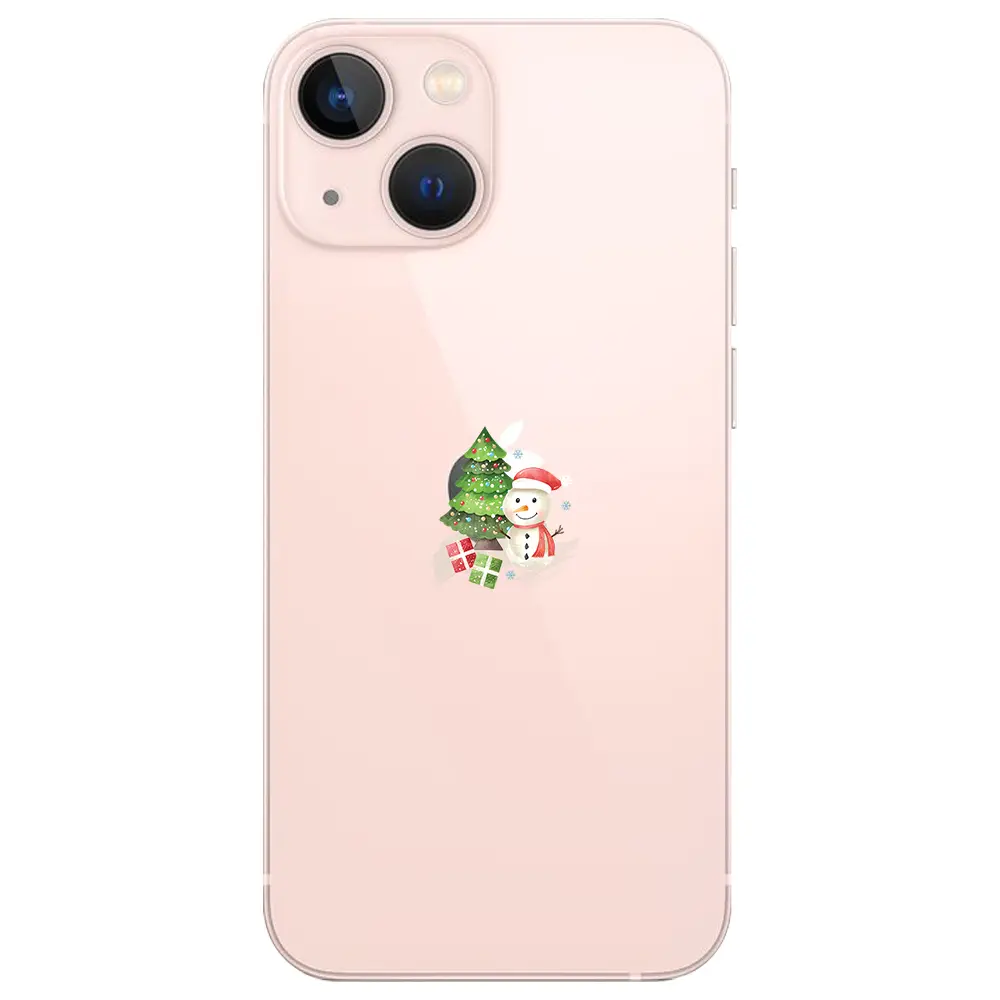 Apple iPhone 14 Plus Şeffaf Telefon Kılıfı - Cute Snowman