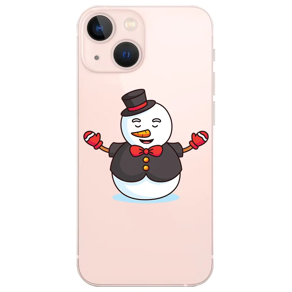 Apple iPhone 14 Plus Şeffaf Telefon Kılıfı - Snowman in Suit