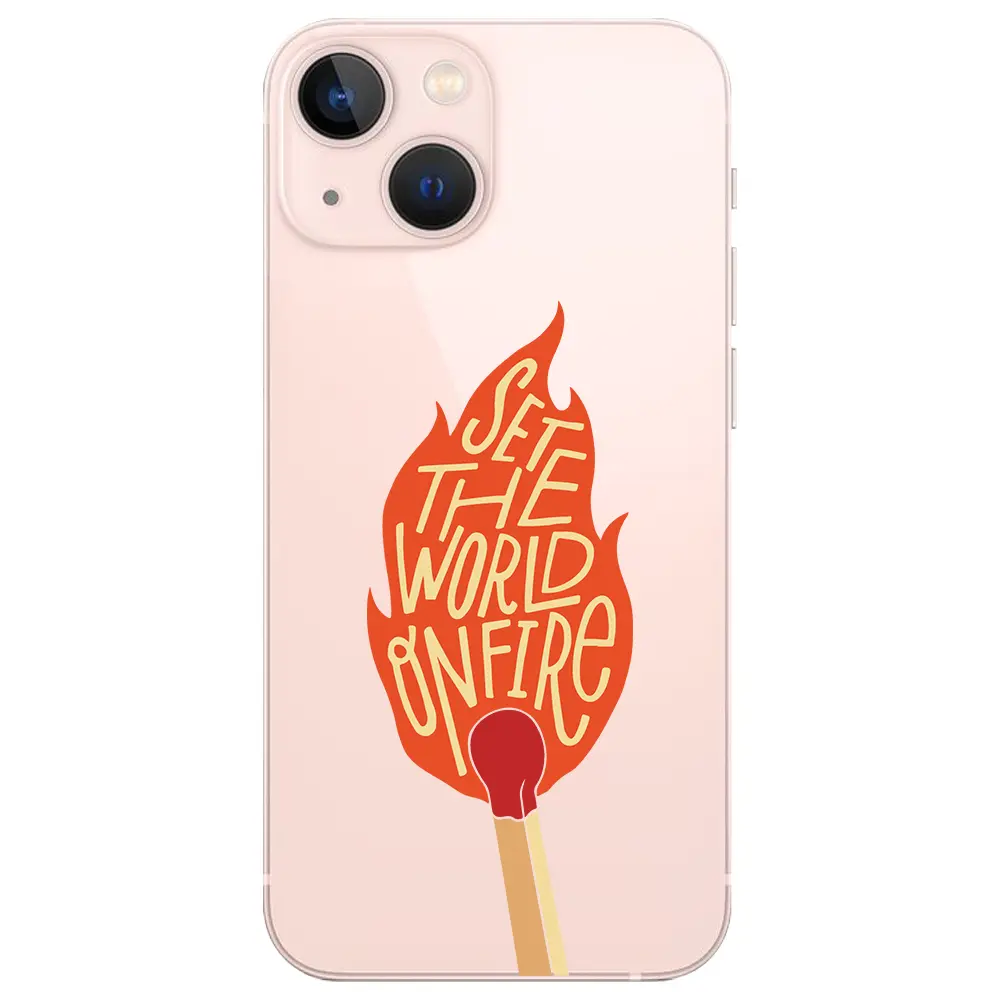 Apple iPhone 14 Plus Şeffaf Telefon Kılıfı - World on Fire