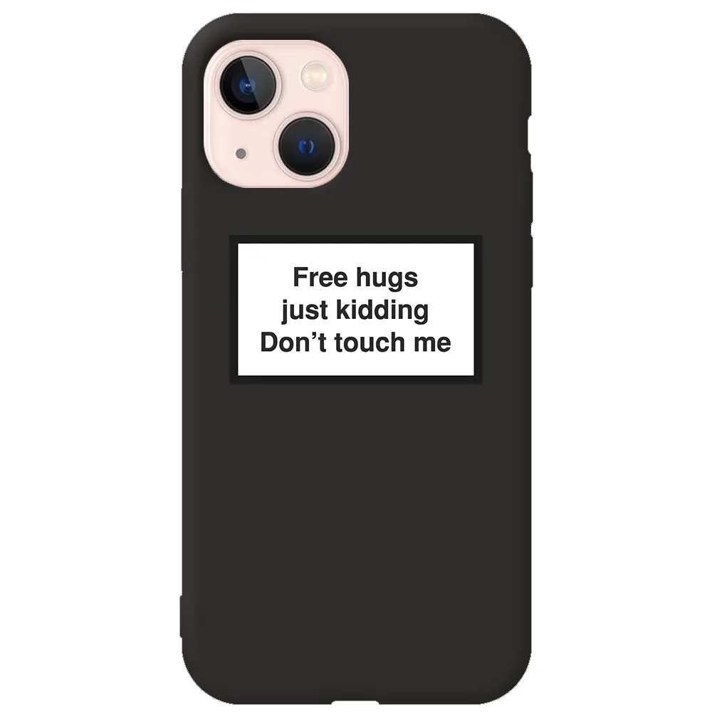 Apple iPhone 14 Plus Siyah Renkli Silikon Telefon Kılıfı - Free Hugs