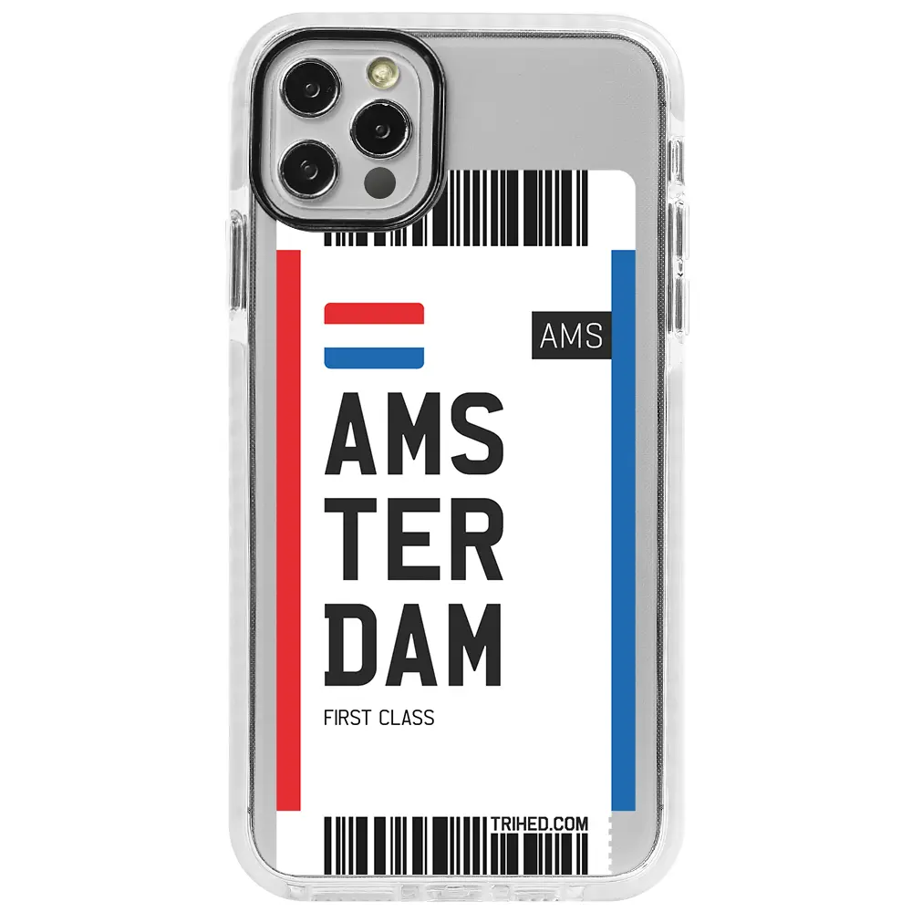 Apple iPhone 14 Pro Beyaz Impact Premium Telefon Kılıfı - Amsterdam Bileti