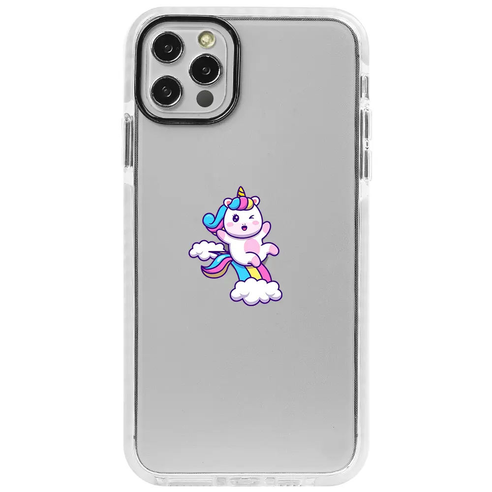 Apple iPhone 14 Pro Beyaz Impact Premium Telefon Kılıfı - Colorful Unicorn