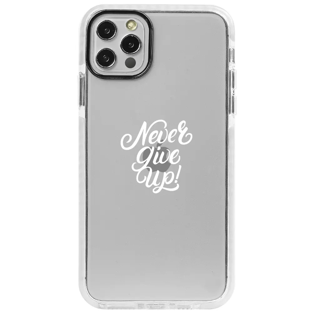 Apple iPhone 14 Pro Beyaz Impact Premium Telefon Kılıfı - Never Give Up 3