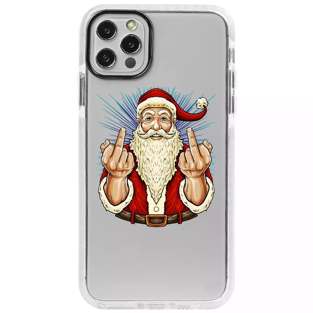 Apple iPhone 14 Pro Max Beyaz Impact Premium Telefon Kılıfı - Naughty Santa