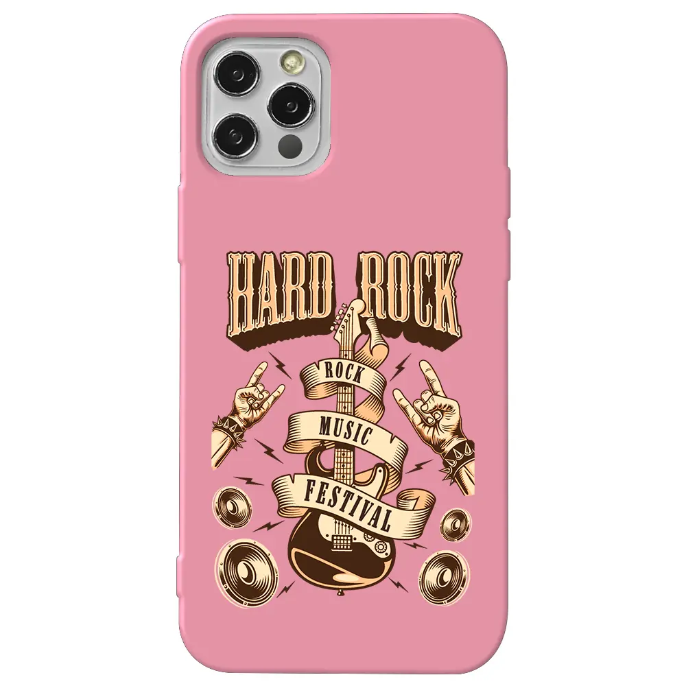 Apple iPhone 14 Pro Max Pembe Renkli Silikon Telefon Kılıfı - Hard Rock