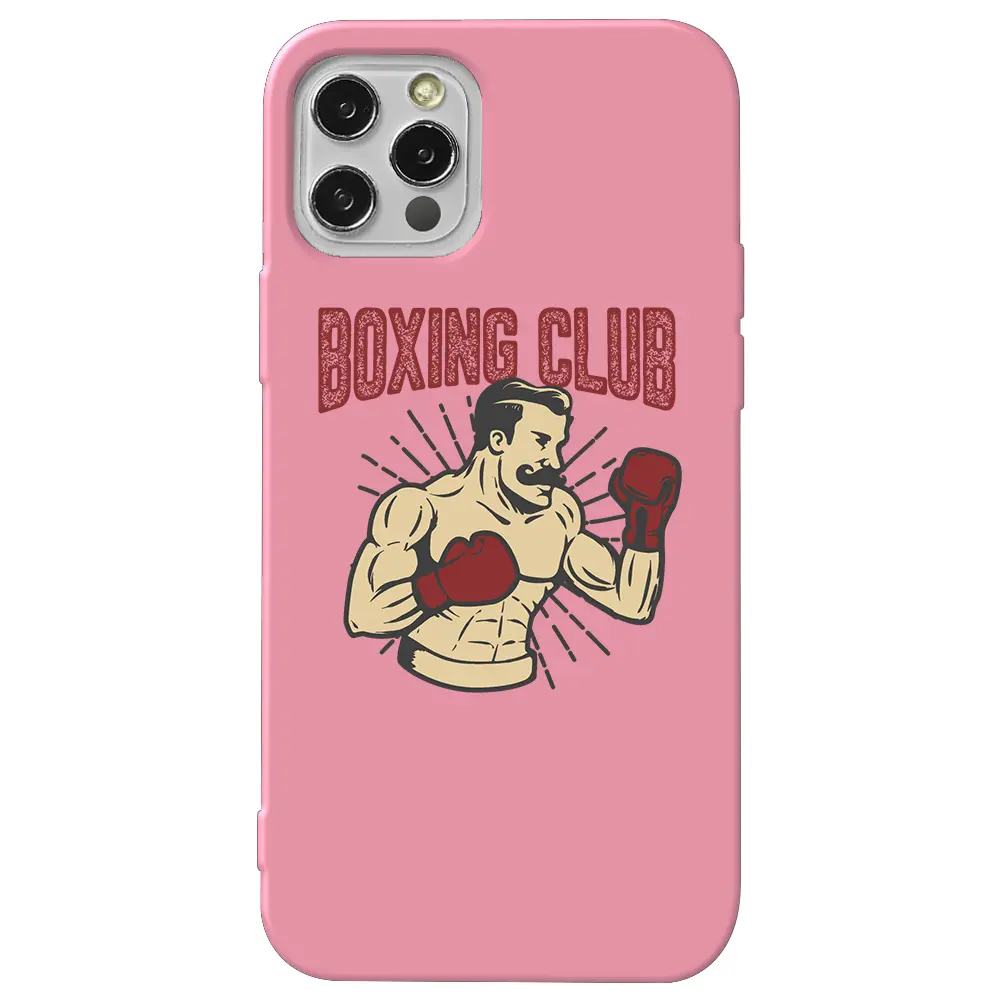 Apple iPhone 14 Pro Pembe Renkli Silikon Telefon Kılıfı - Boxing Club