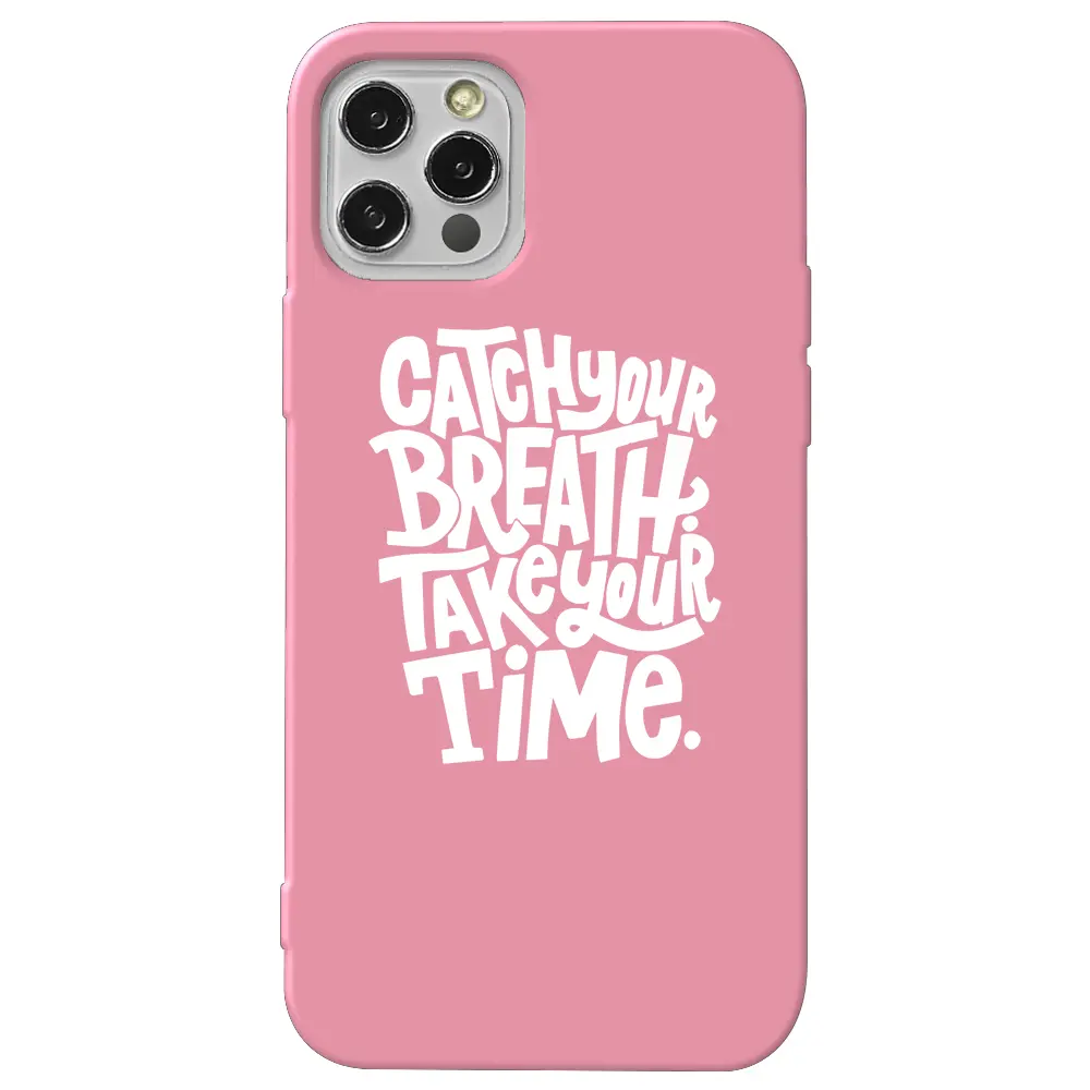 Apple iPhone 14 Pro Pembe Renkli Silikon Telefon Kılıfı - Catch Your Breath