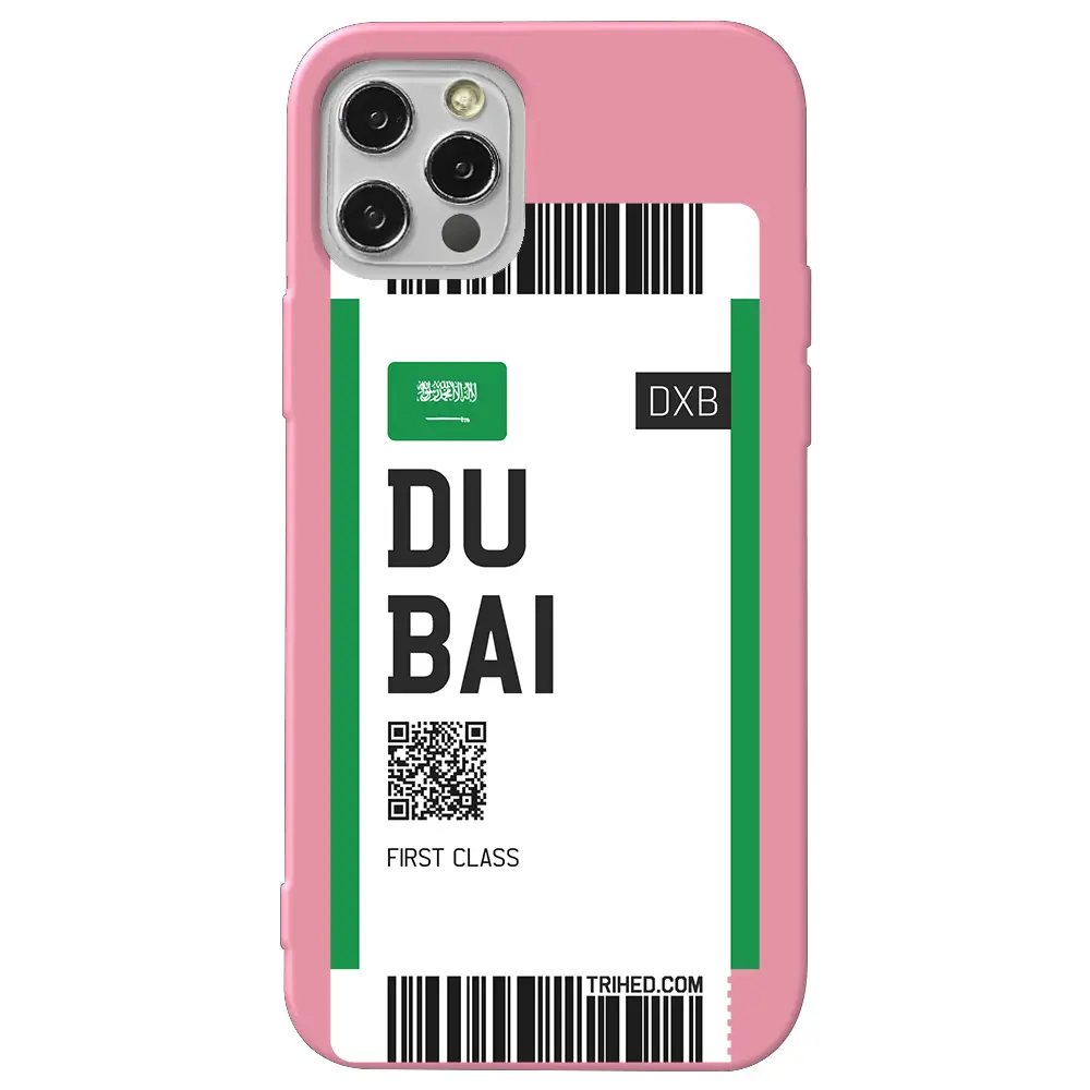 Apple iPhone 14 Pro Pembe Renkli Silikon Telefon Kılıfı - Dubai Bileti