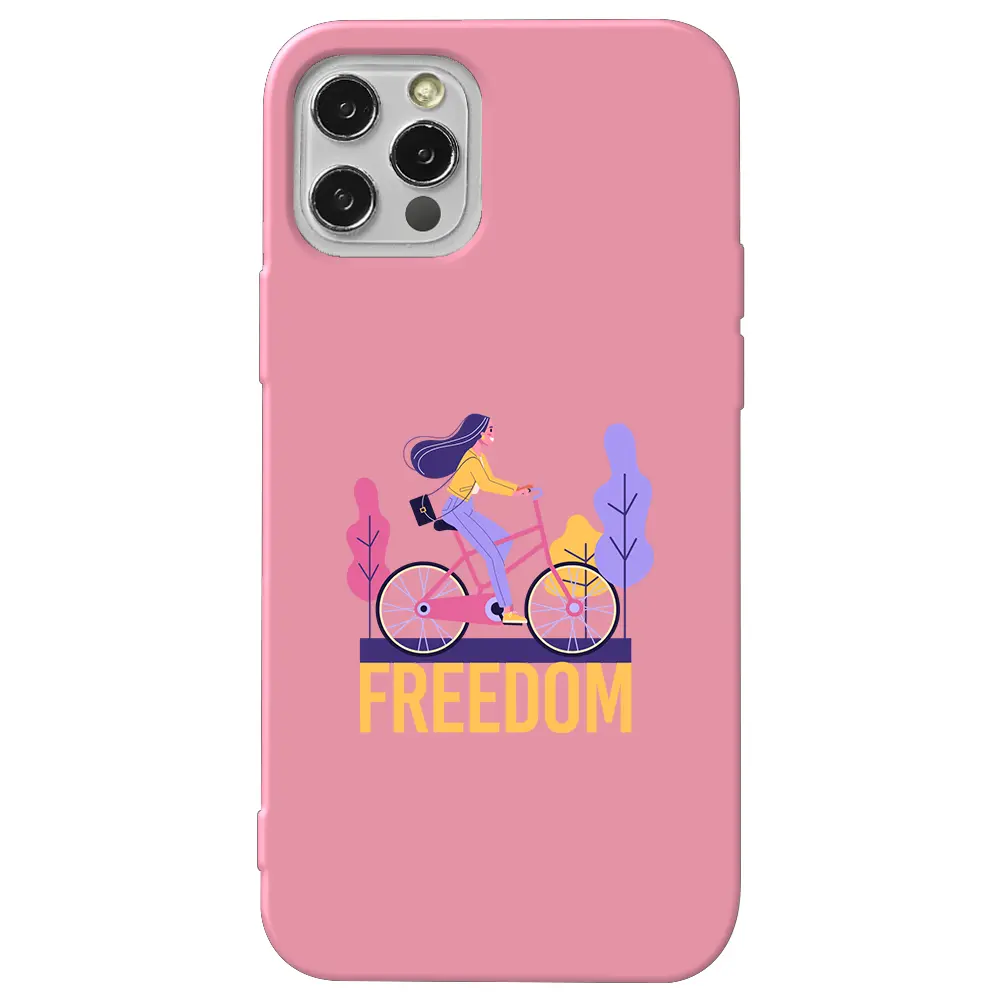 Apple iPhone 14 Pro Pembe Renkli Silikon Telefon Kılıfı - Freedom