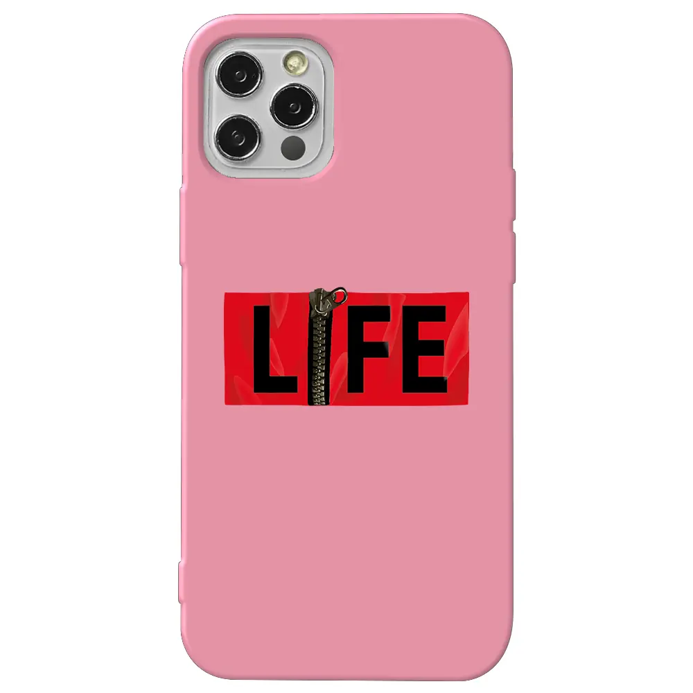 Apple iPhone 14 Pro Pembe Renkli Silikon Telefon Kılıfı - Life