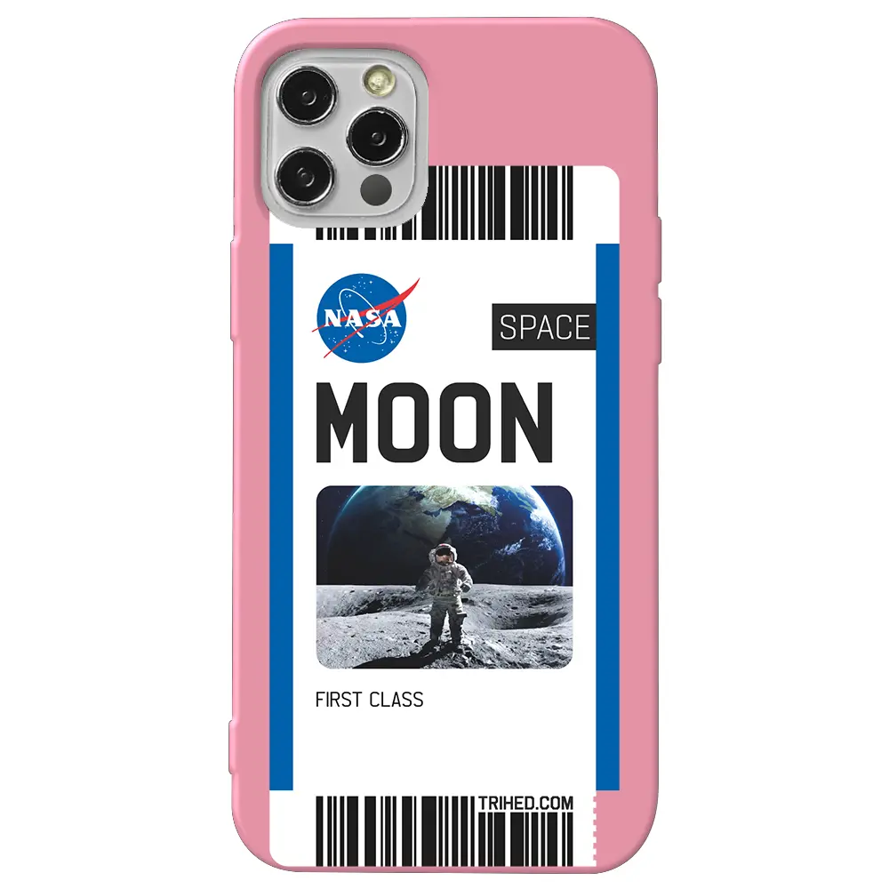 Apple iPhone 14 Pro Pembe Renkli Silikon Telefon Kılıfı - Moon Bileti