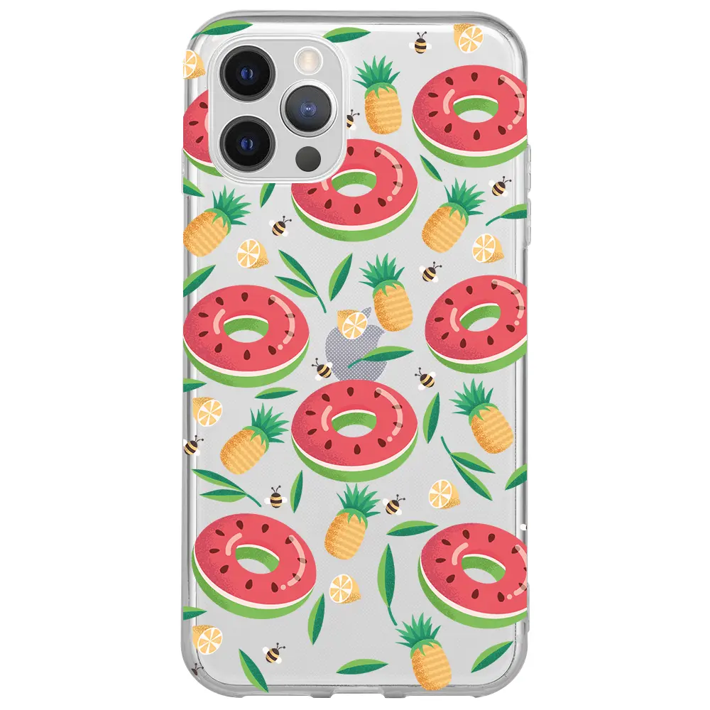 Apple iPhone 14 Pro Şeffaf Telefon Kılıfı - Ananas Donut