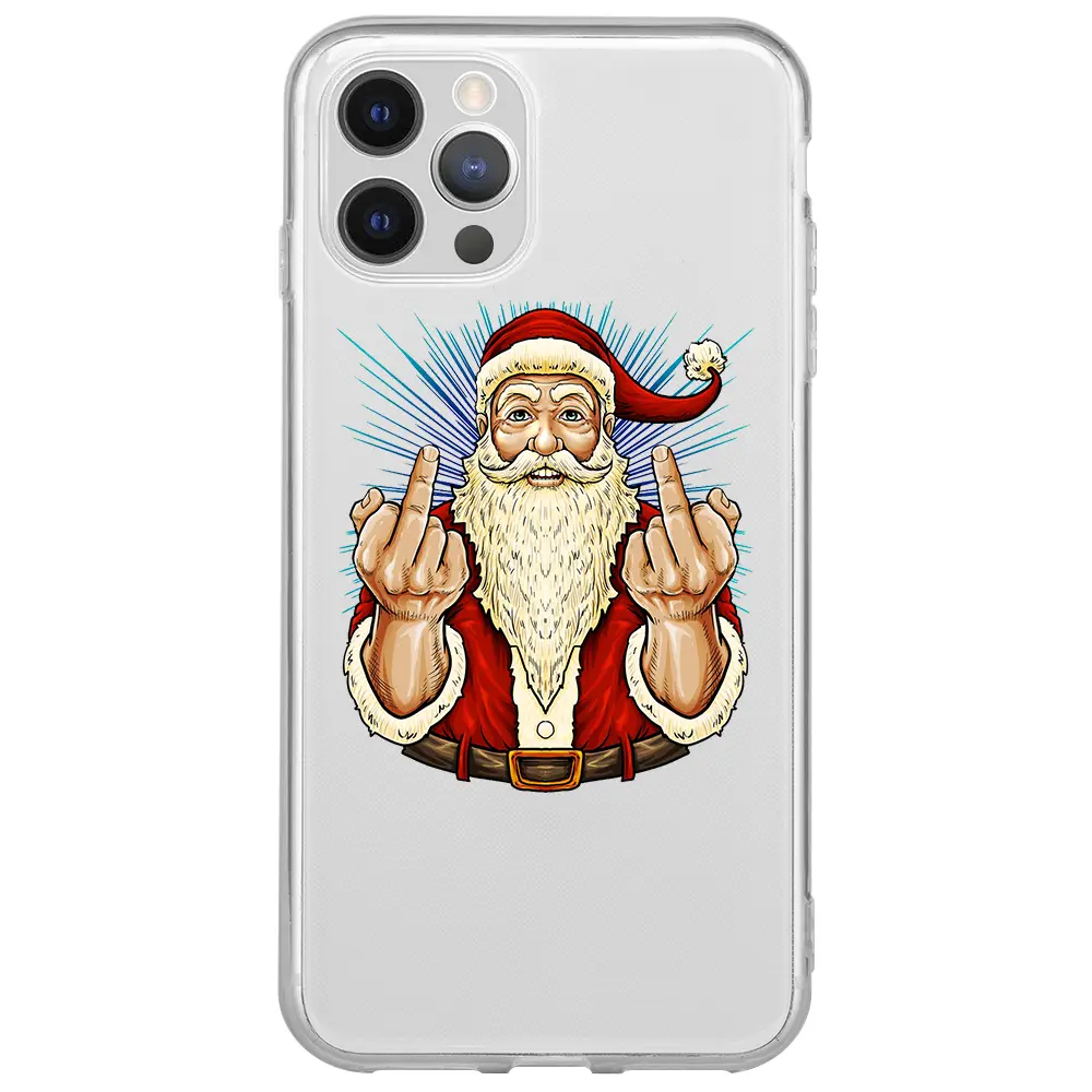 Apple iPhone 14 Pro Şeffaf Telefon Kılıfı - Naughty Santa