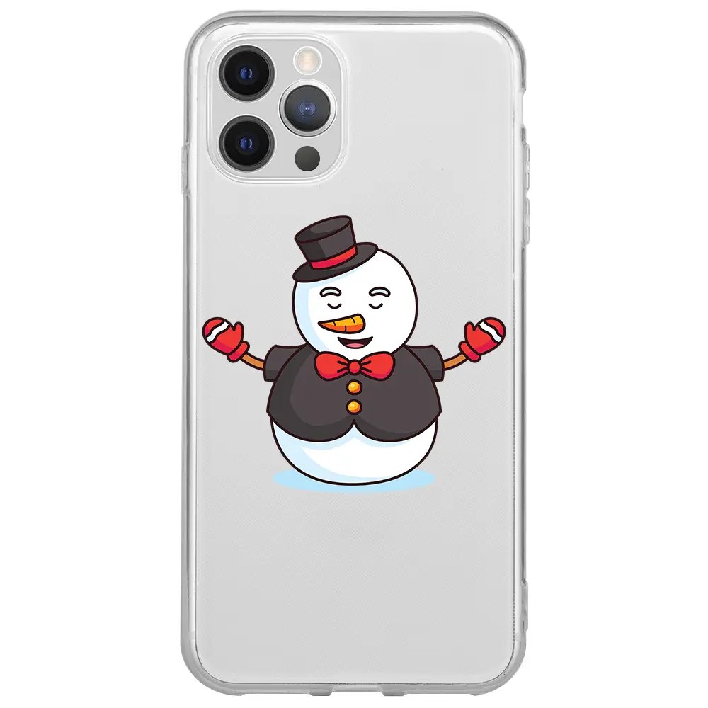 Apple iPhone 14 Pro Şeffaf Telefon Kılıfı - Snowman in Suit
