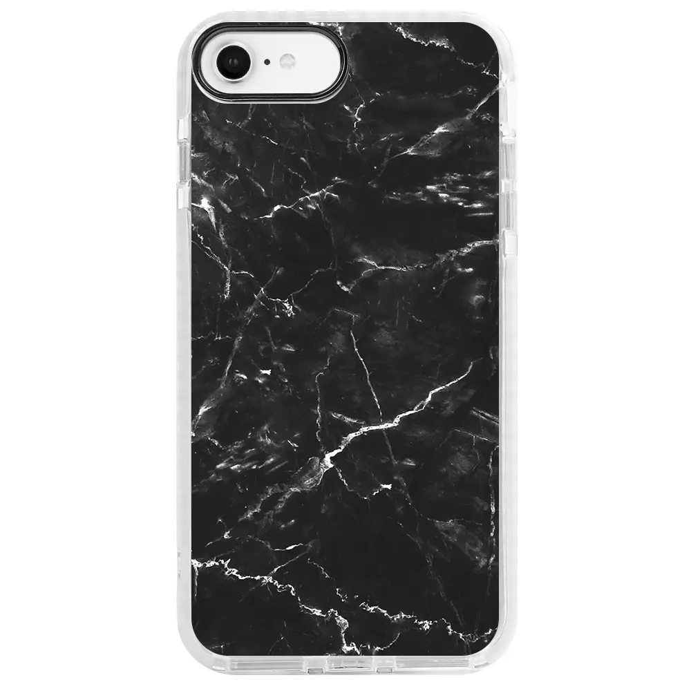 Apple iPhone 6S Beyaz Impact Premium Telefon Kılıfı - Black Marble 2