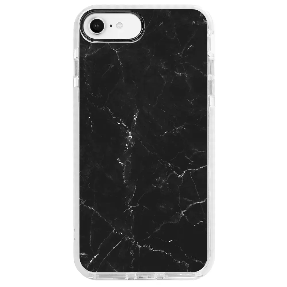 Apple iPhone 6S Beyaz Impact Premium Telefon Kılıfı - Black Marble