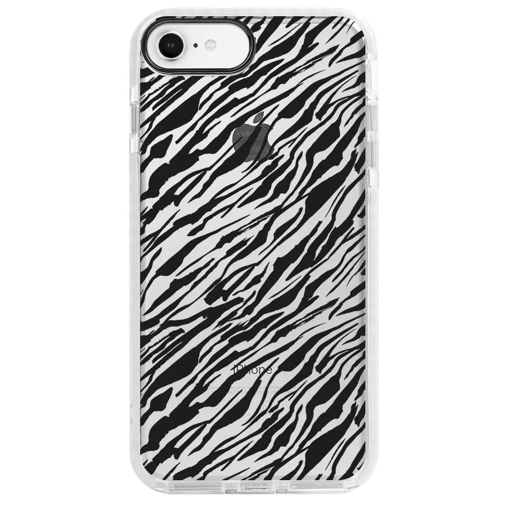 Apple iPhone 6S Beyaz Impact Premium Telefon Kılıfı - Capraz Zebra Siyah