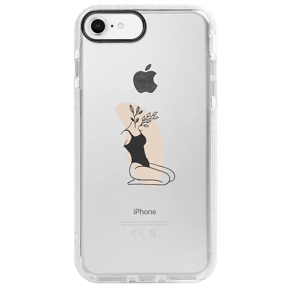 Apple iPhone 6S Beyaz Impact Premium Telefon Kılıfı - Flower Girl Sitting