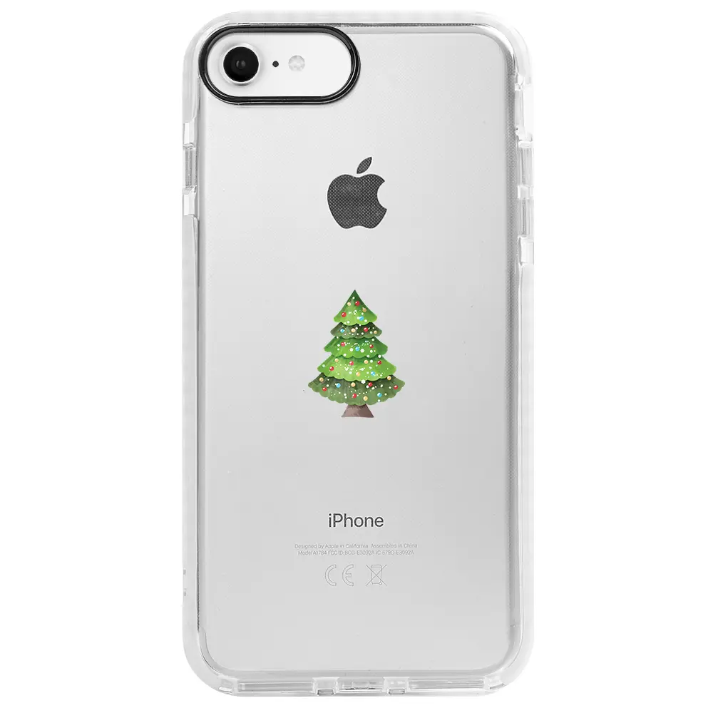 Apple iPhone 6S Beyaz Impact Premium Telefon Kılıfı - Mini Xmas Tree