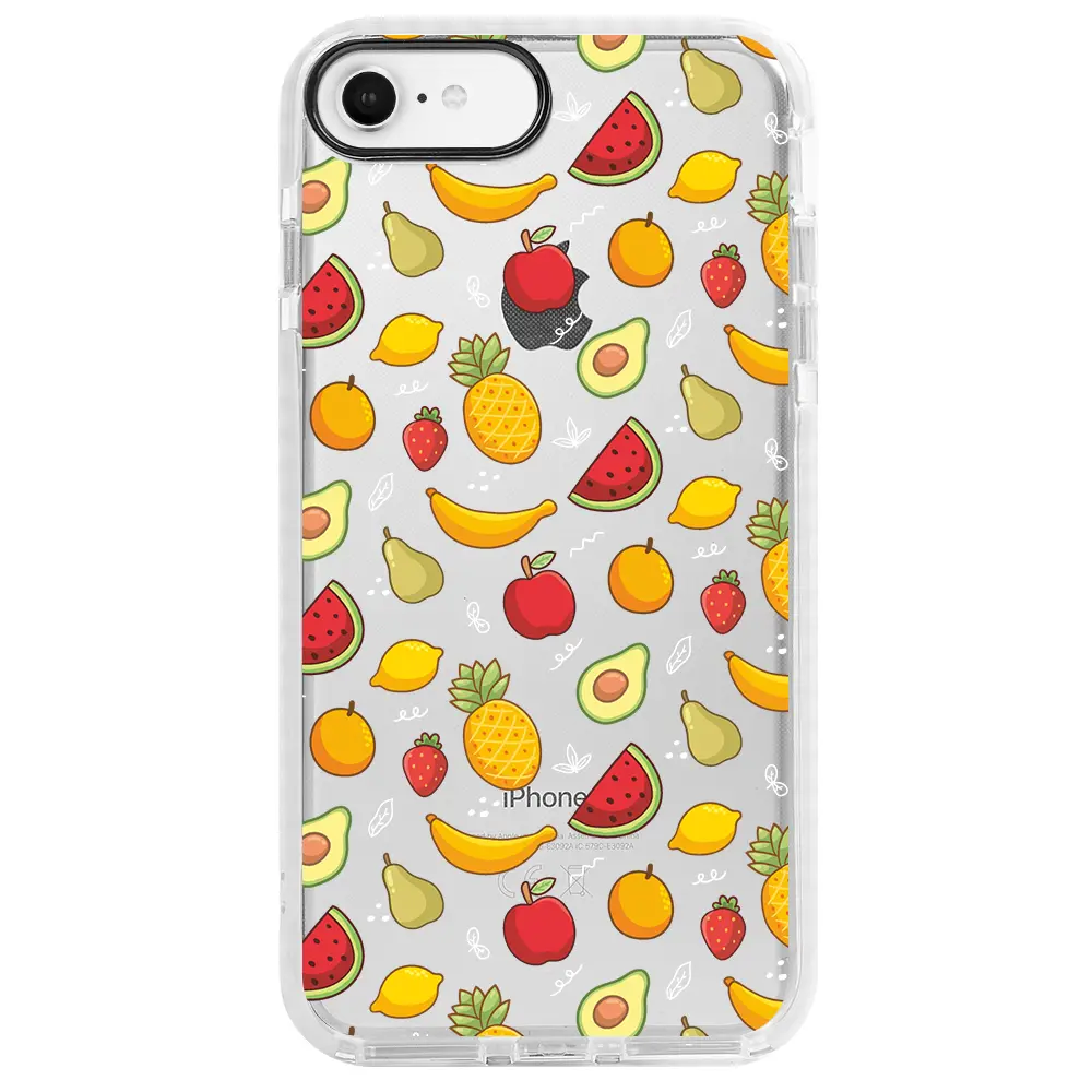 Apple iPhone 6S Beyaz Impact Premium Telefon Kılıfı - Minik Meyveler