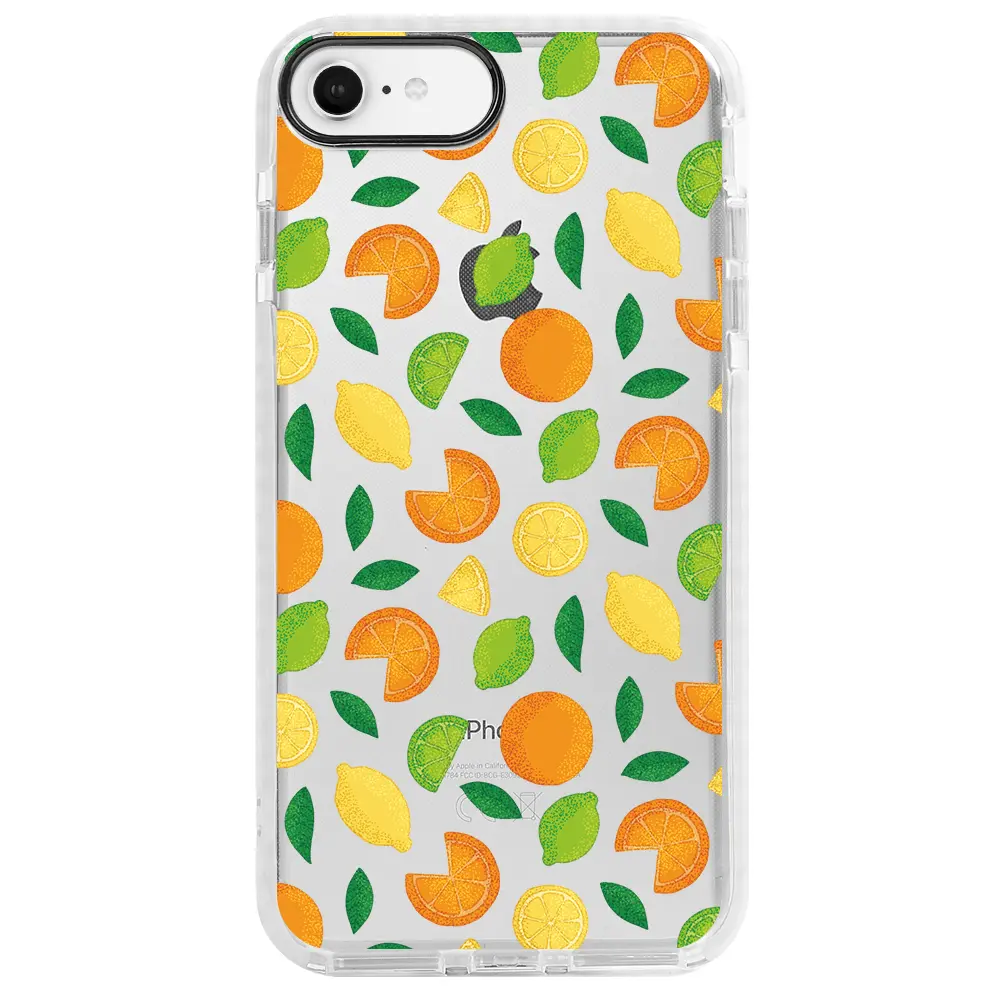 Apple iPhone 6S Beyaz Impact Premium Telefon Kılıfı - Portakal Limon