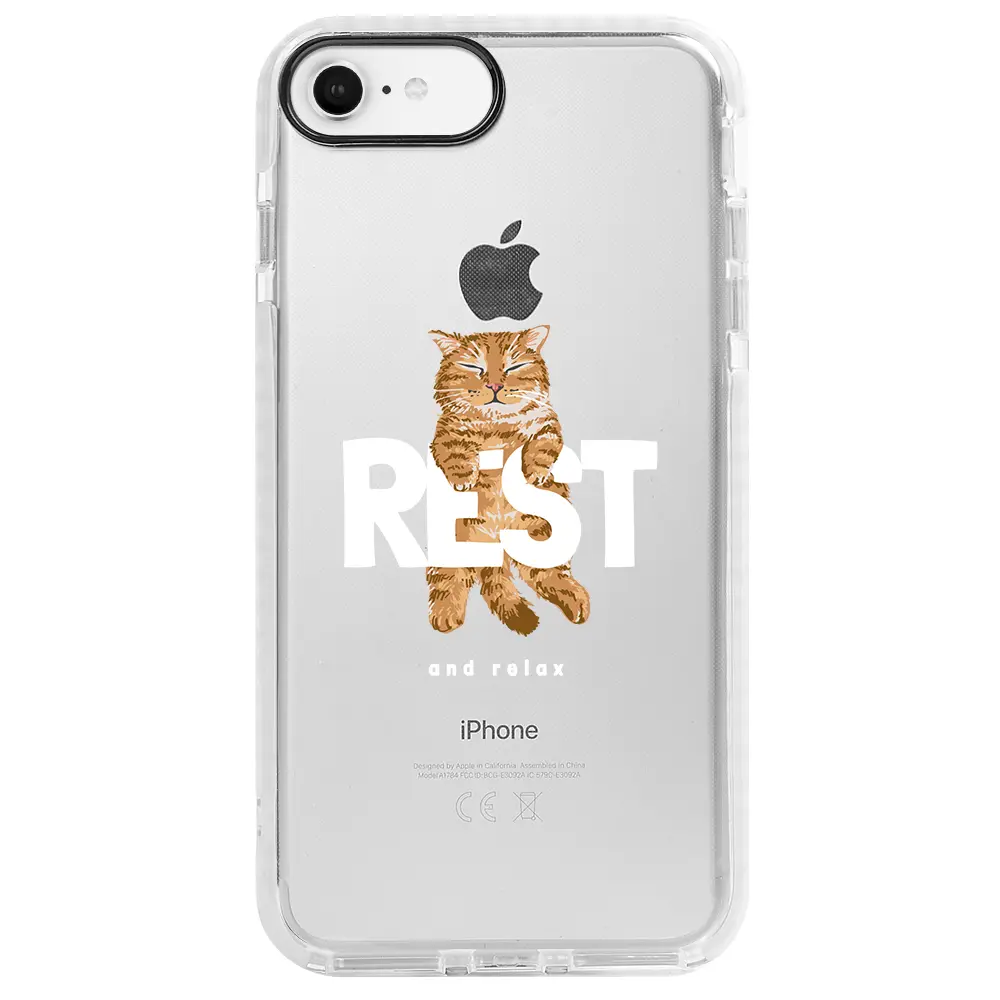 Apple iPhone 6S Beyaz Impact Premium Telefon Kılıfı - Rest Kedi