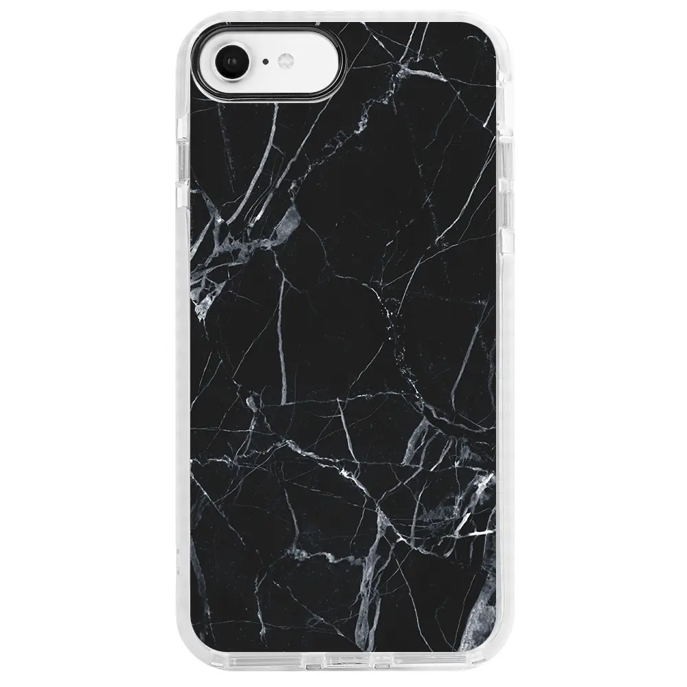 Apple iPhone 6S Beyaz Impact Premium Telefon Kılıfı - Siyah Catlak