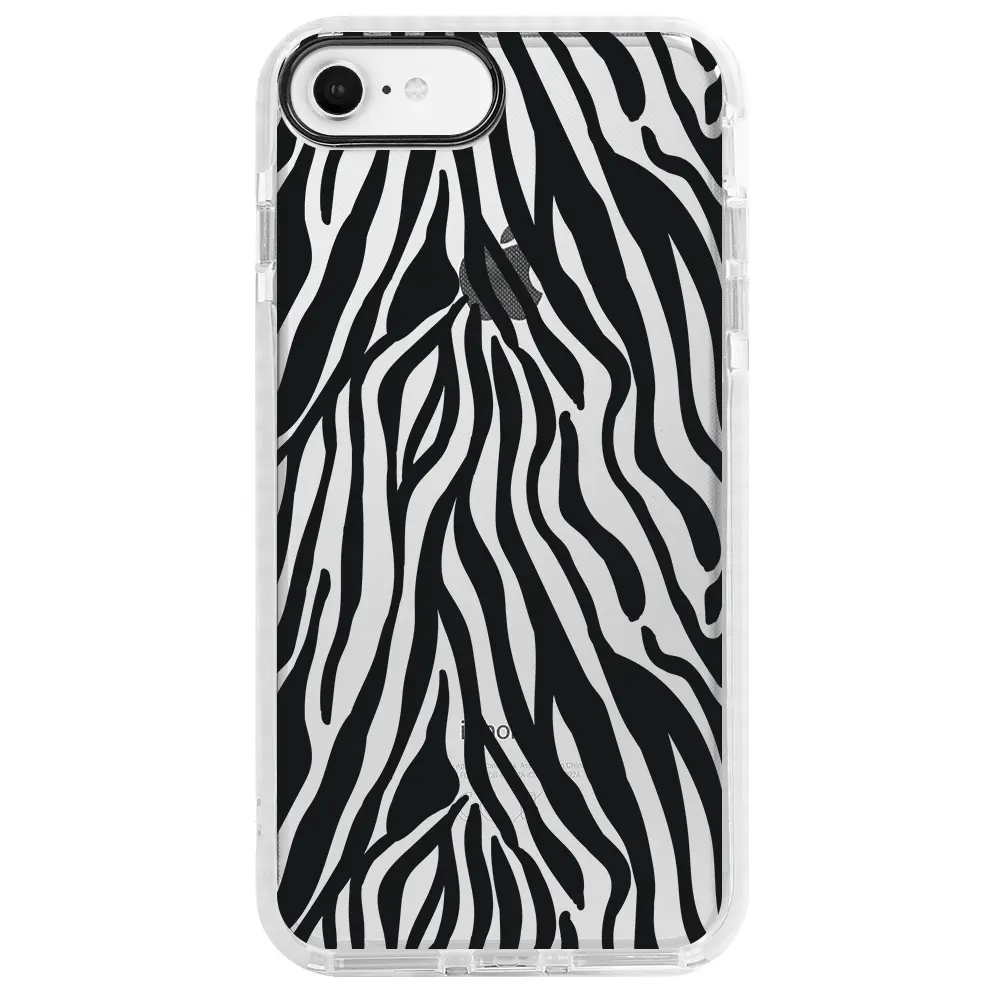 Apple iPhone 6S Beyaz Impact Premium Telefon Kılıfı - Siyah Zebra Desenleri