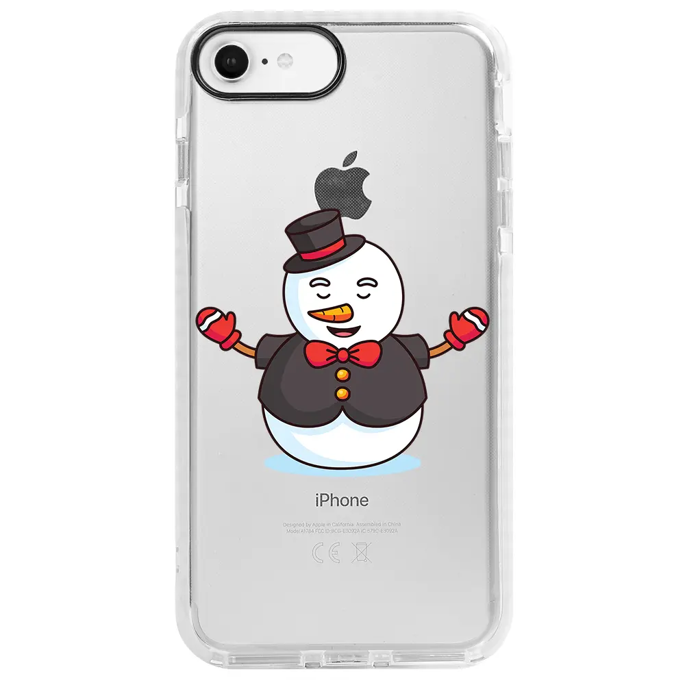 Apple iPhone 6S Beyaz Impact Premium Telefon Kılıfı - Snowman in Suit
