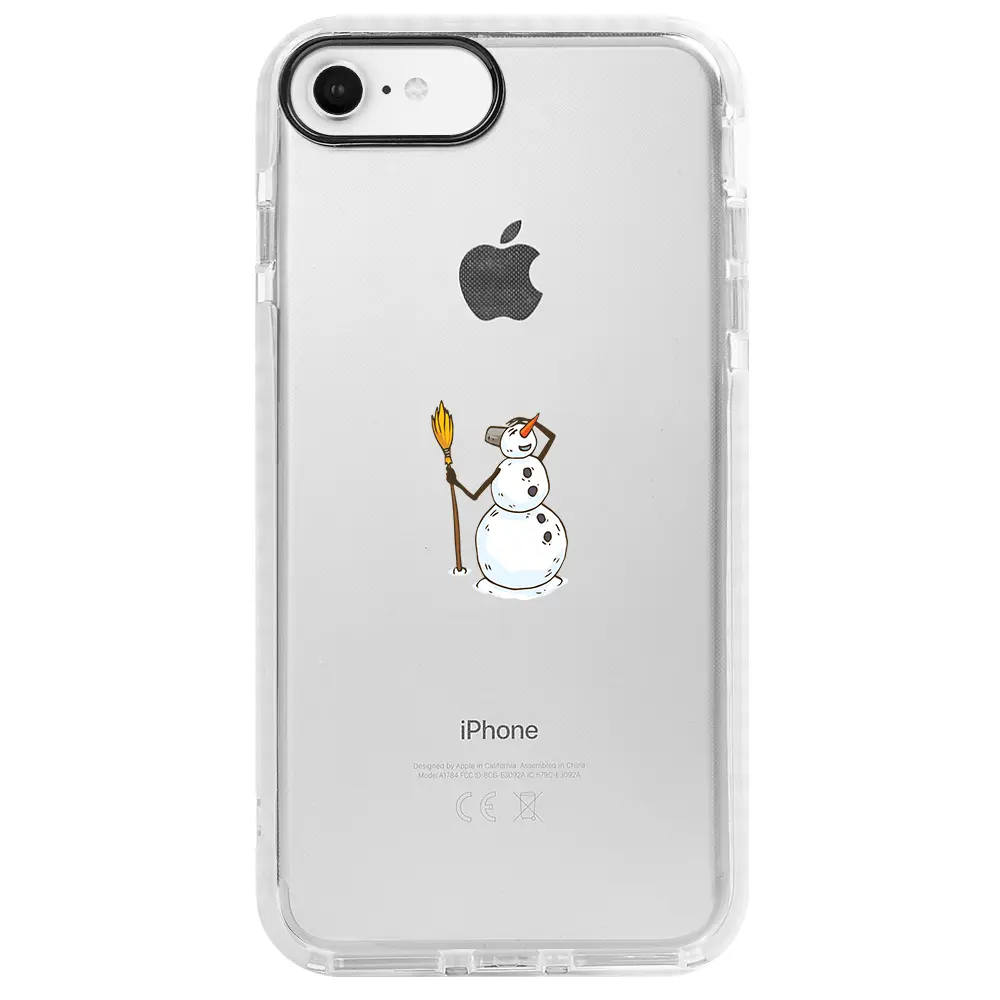 Apple iPhone 6S Beyaz Impact Premium Telefon Kılıfı - Snowman Looking Around