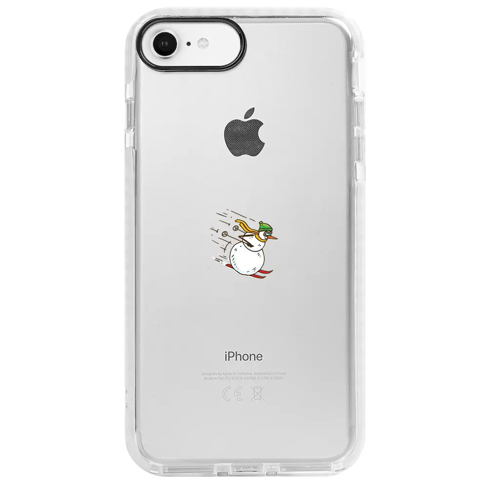 Apple iPhone 6S Beyaz Impact Premium Telefon Kılıfı - Snowman Skiing