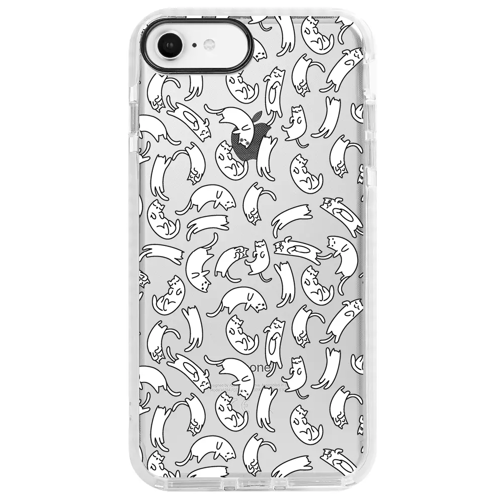 Apple iPhone 6S Beyaz Impact Premium Telefon Kılıfı - Ucusan Kediler